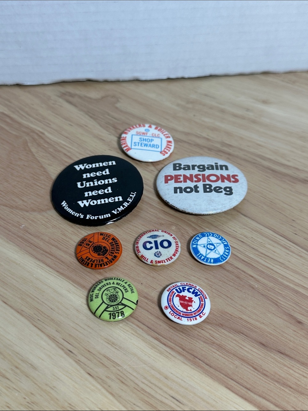 Vintage Canadiana Union Pin Buttons